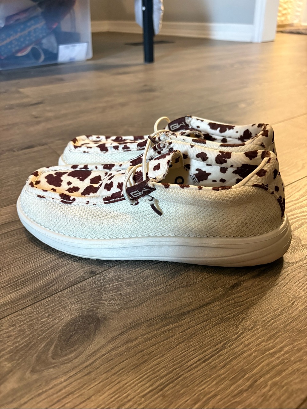 Hey Dude Women's Slip-On Sneakers - Cream with Brown Spot Print